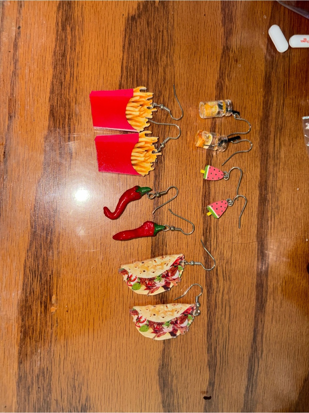 Novelty Kids Food Earrings Set in Red and Pink - Unbranded